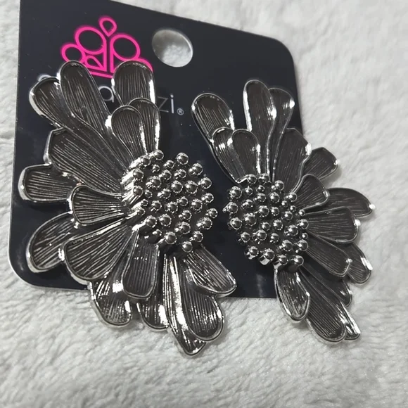 #329 NWT Paparazzi Farmstead Meadow - Silver Post Earrings - Picture 3 of 5